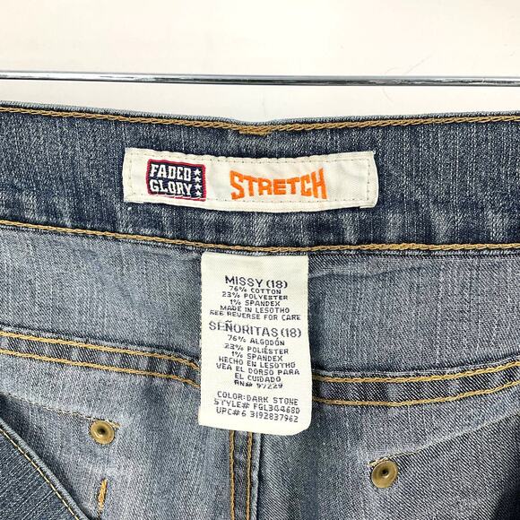 Faded Glory Stretch Capri Jeans Blue Women Size 18 - Picture 3 of 8